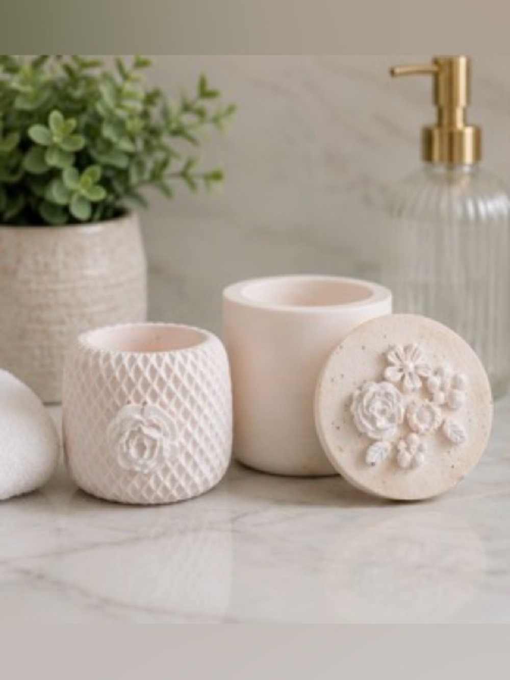 Cream Floral Apothecary Jar Set Home decor